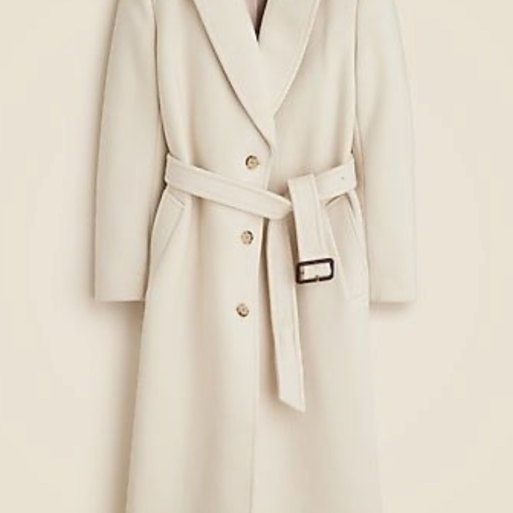 J. Crew Cream Trench Coat L ivory wool